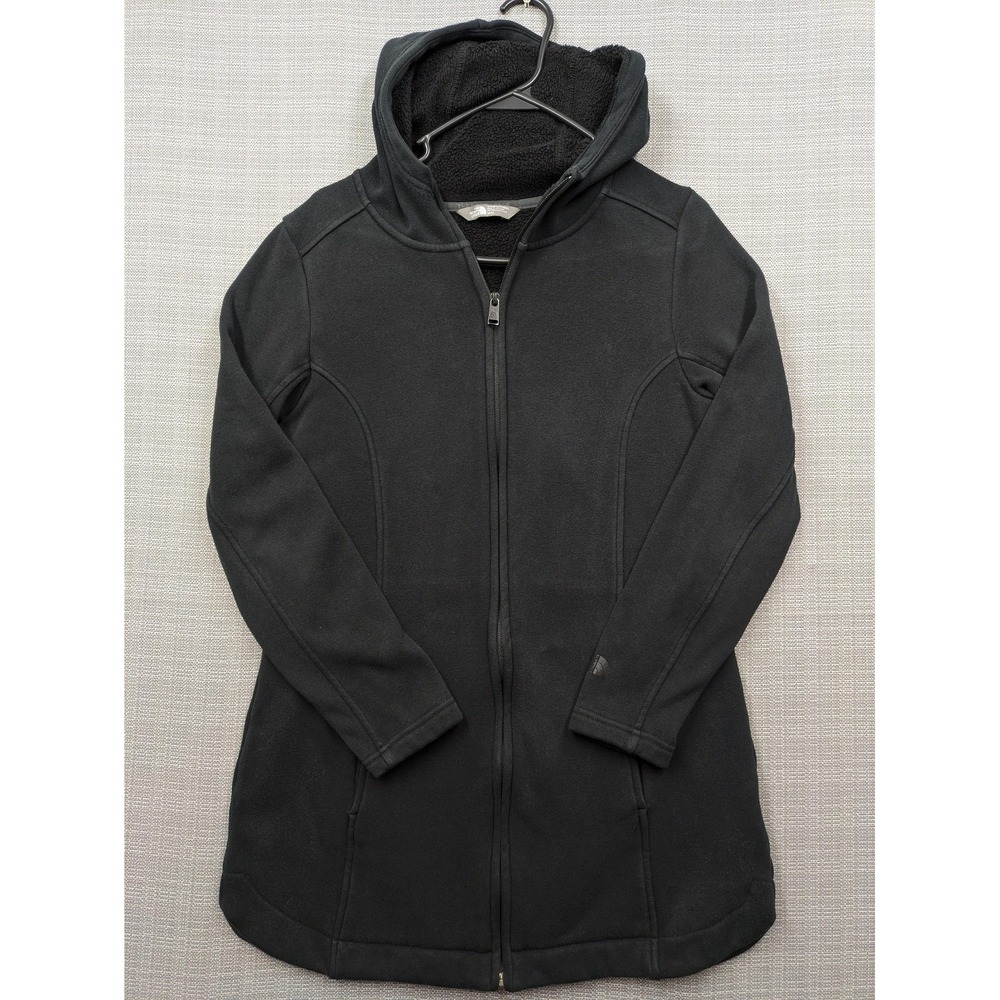 The North Face Parka Coat Womens Medium Black Fleece Lined Hooded Full Zip